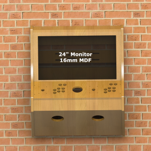Wall Mounted 24" monitor 2 player arcade cabinet 16mm material